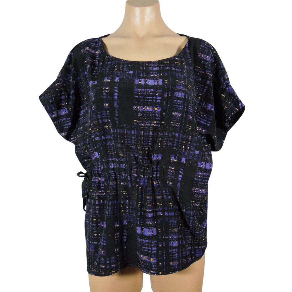 POISE Dolman Top M MEDIUM Women Printed Fabric Scoop Neck Drawstring Waistline